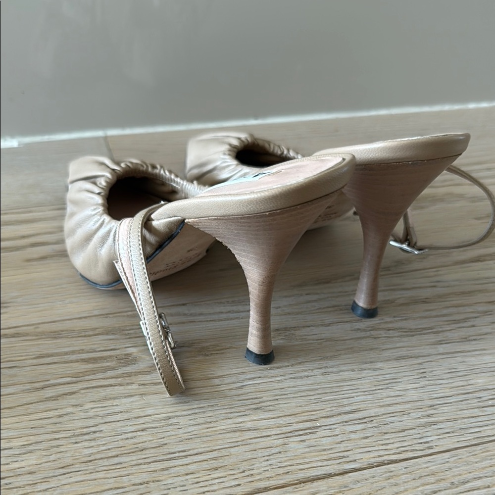 Acne Tan Heels with Kitten Heel and Slingback - Picture 4 of 5